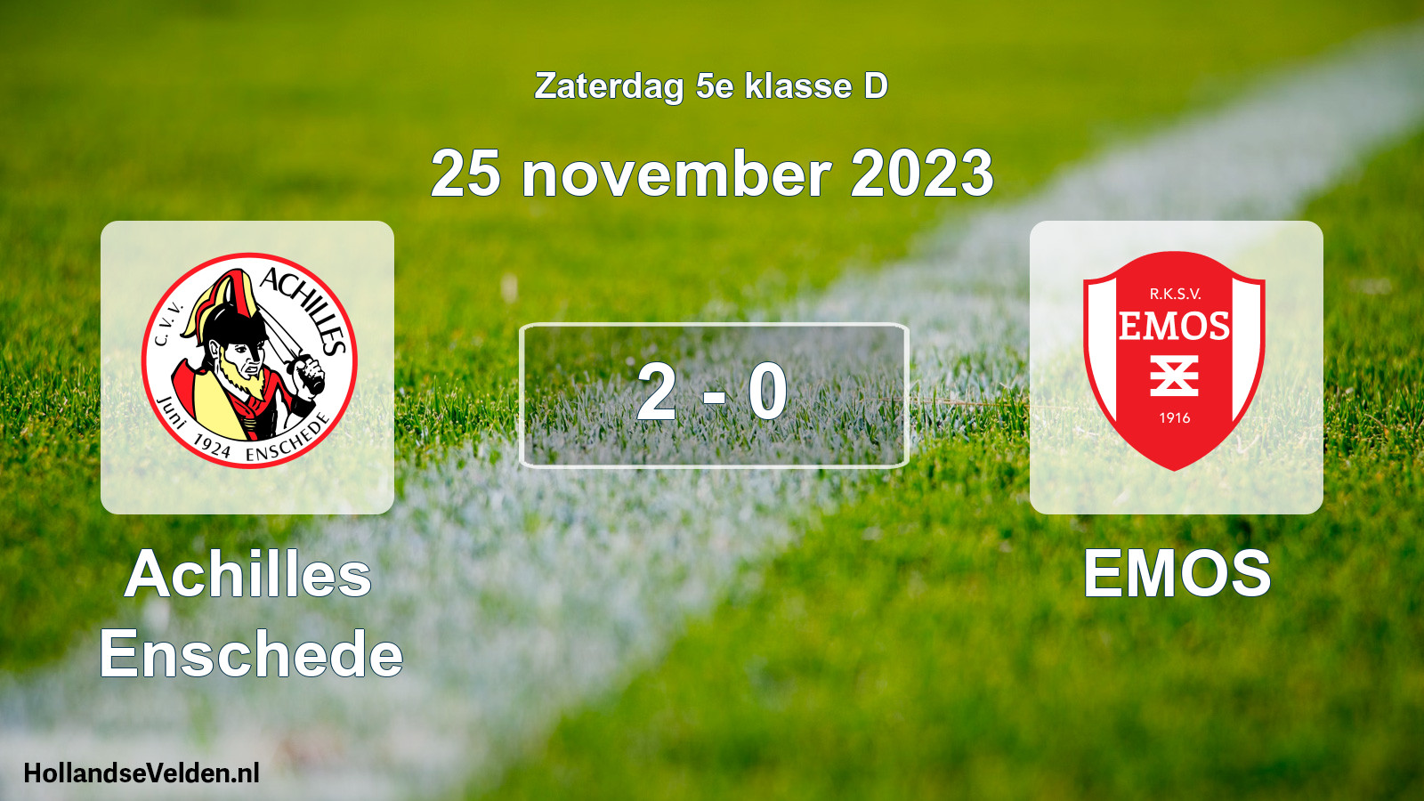 Total number of matches played: Achilles Enschede - EMOS 2 - 0 (25 November 2023)