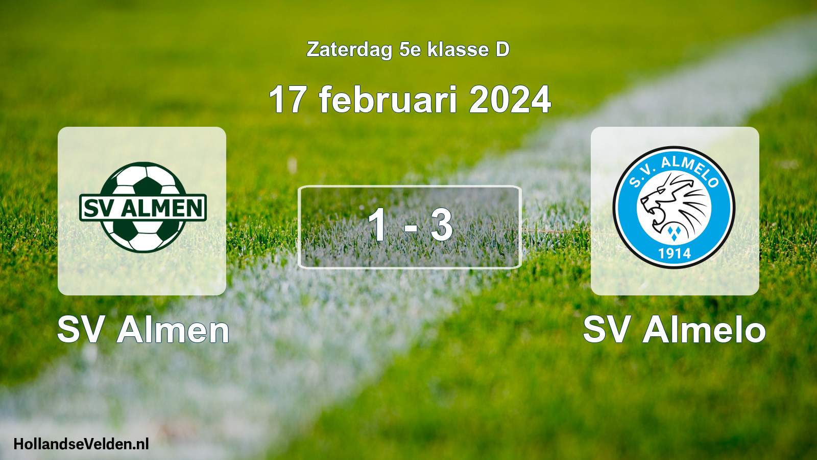 Total number of matches played: SV Almen - SV Almelo 1 - 3 (17 February 2024)