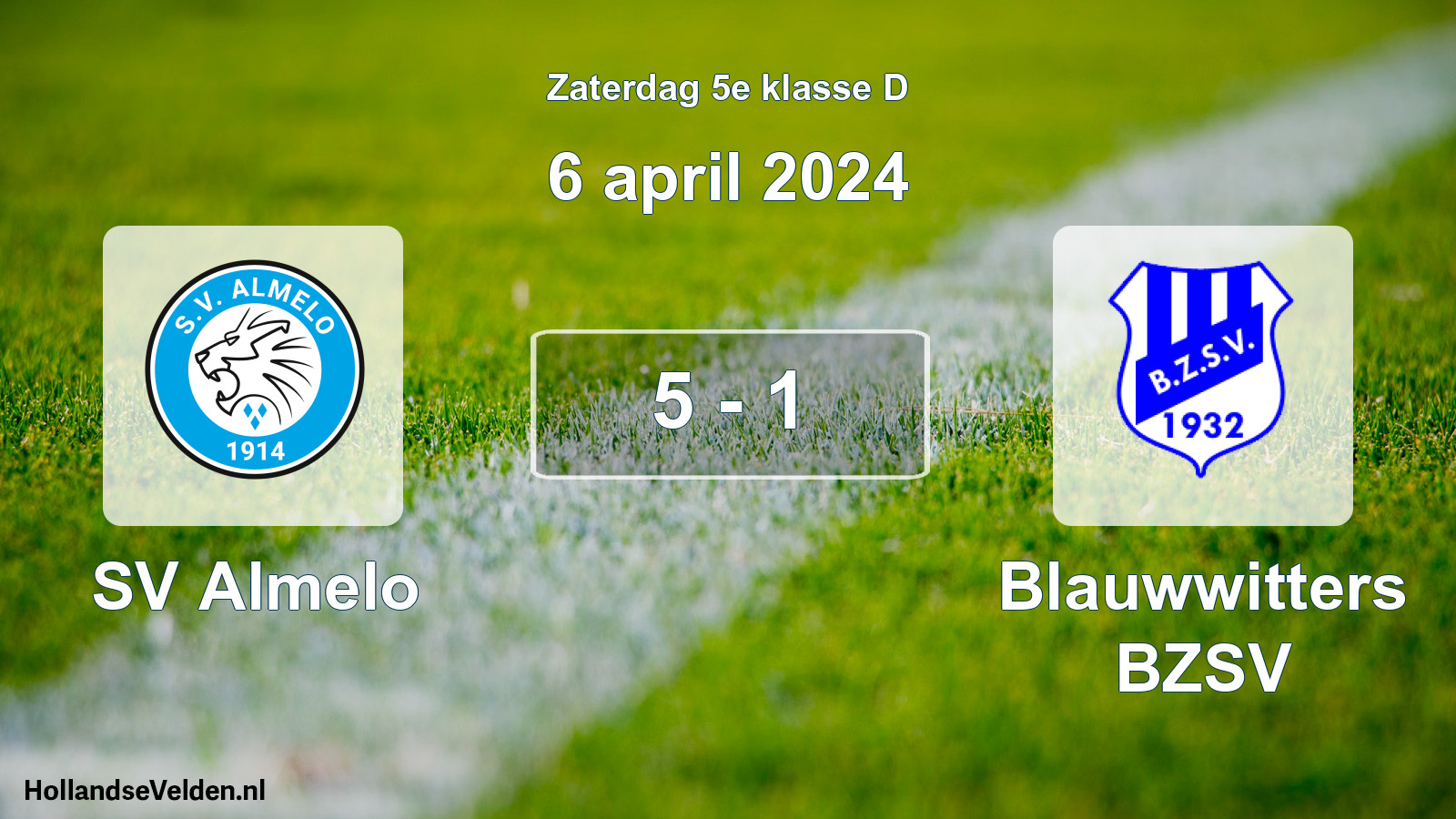 Total number of matches played: SV Almelo - Blauwwitters BZSV 5 - 1 (6 April 2024)
