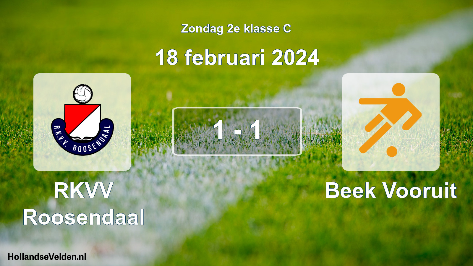 Total number of matches played: RKVV Roosendaal - Beek Vooruit 1 - 1 (18 February 2024)