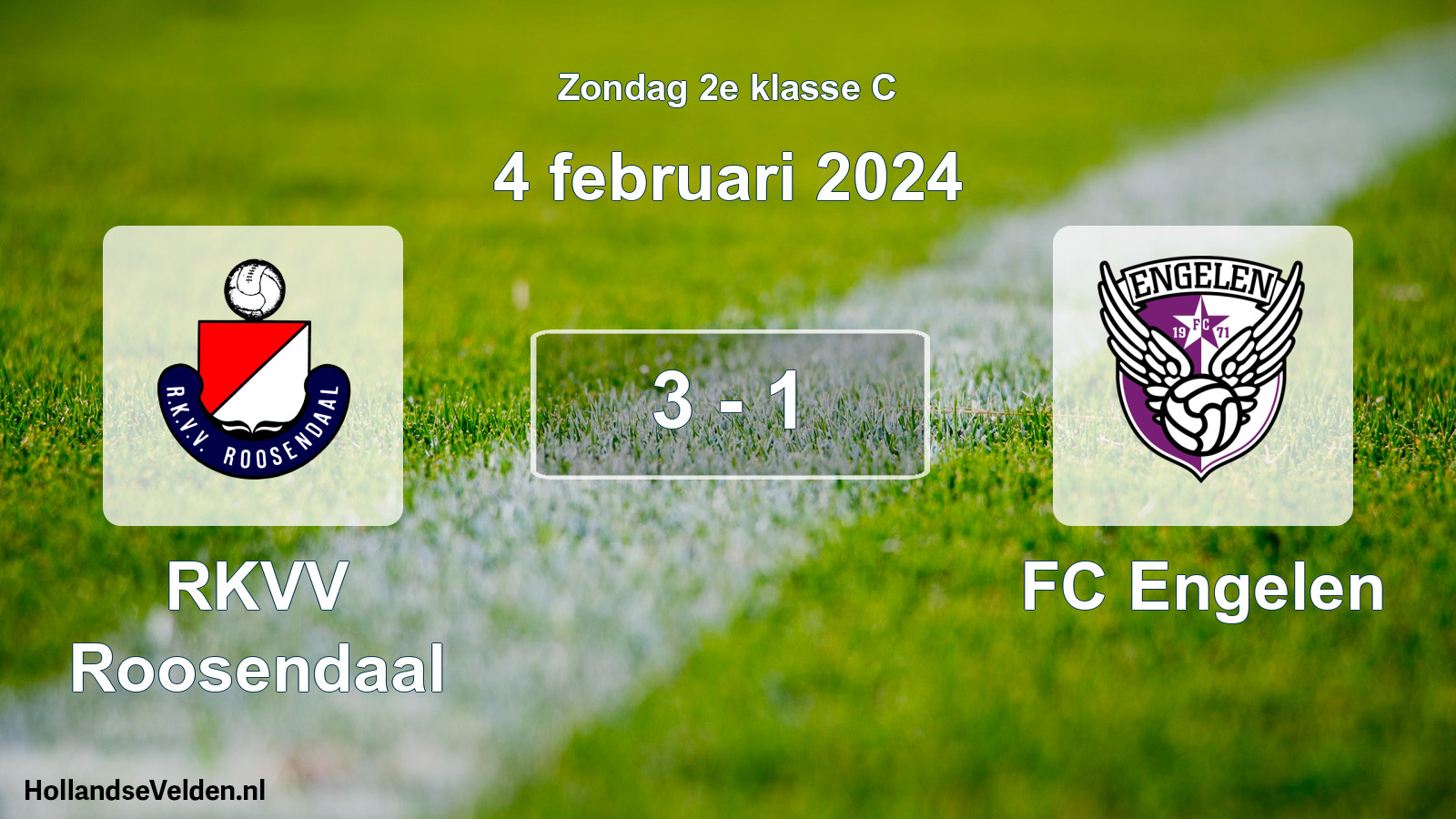 Total number of matches played: RKVV Roosendaal - FC Engelen 3 - 1 (4 February 2024)