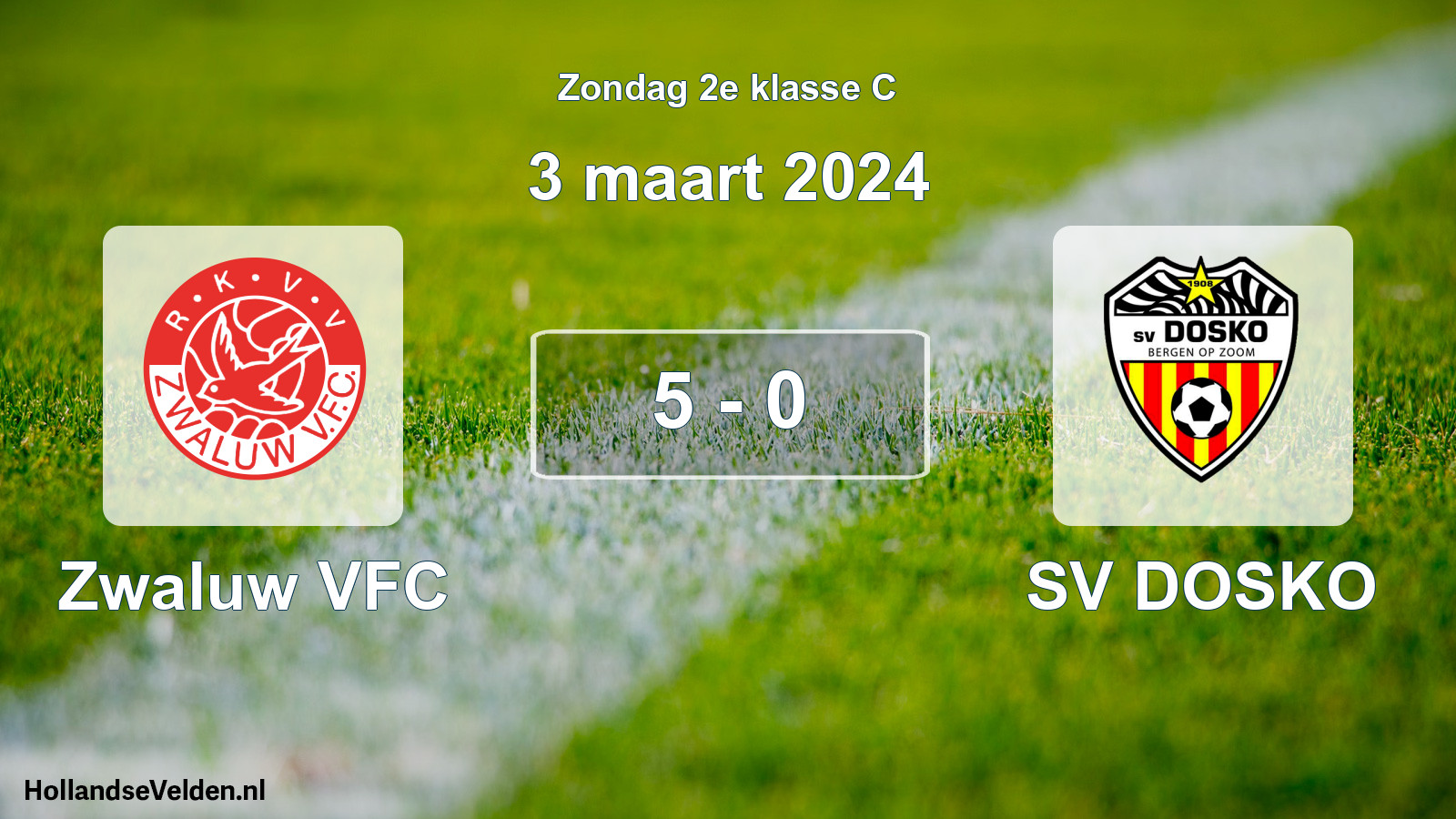 Total number of matches played: Zwaluw VFC - SV DOSKO 5 - 0 (3 March 2024)