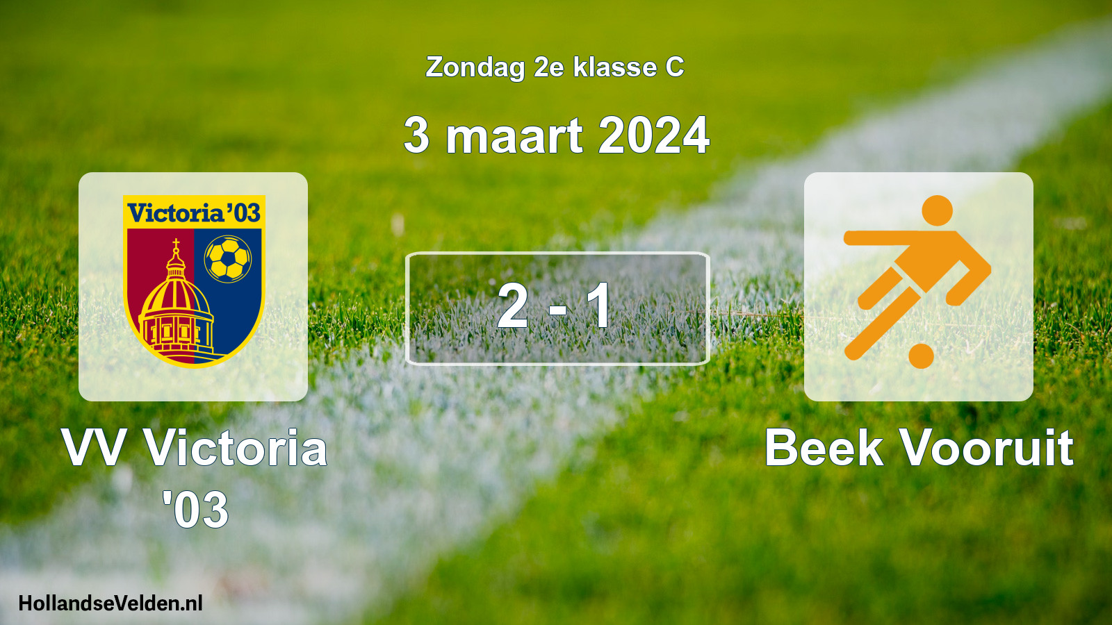Total number of matches played: VV Victoria '03 - Beek Vooruit 2 - 1 (3 March 2024)