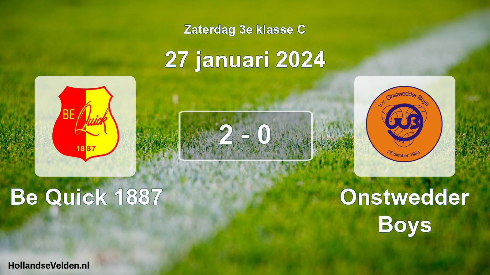 Total number of matches played: Be Quick 1887 - Onstwedder Boys 2 - 0 (27 January 2024)