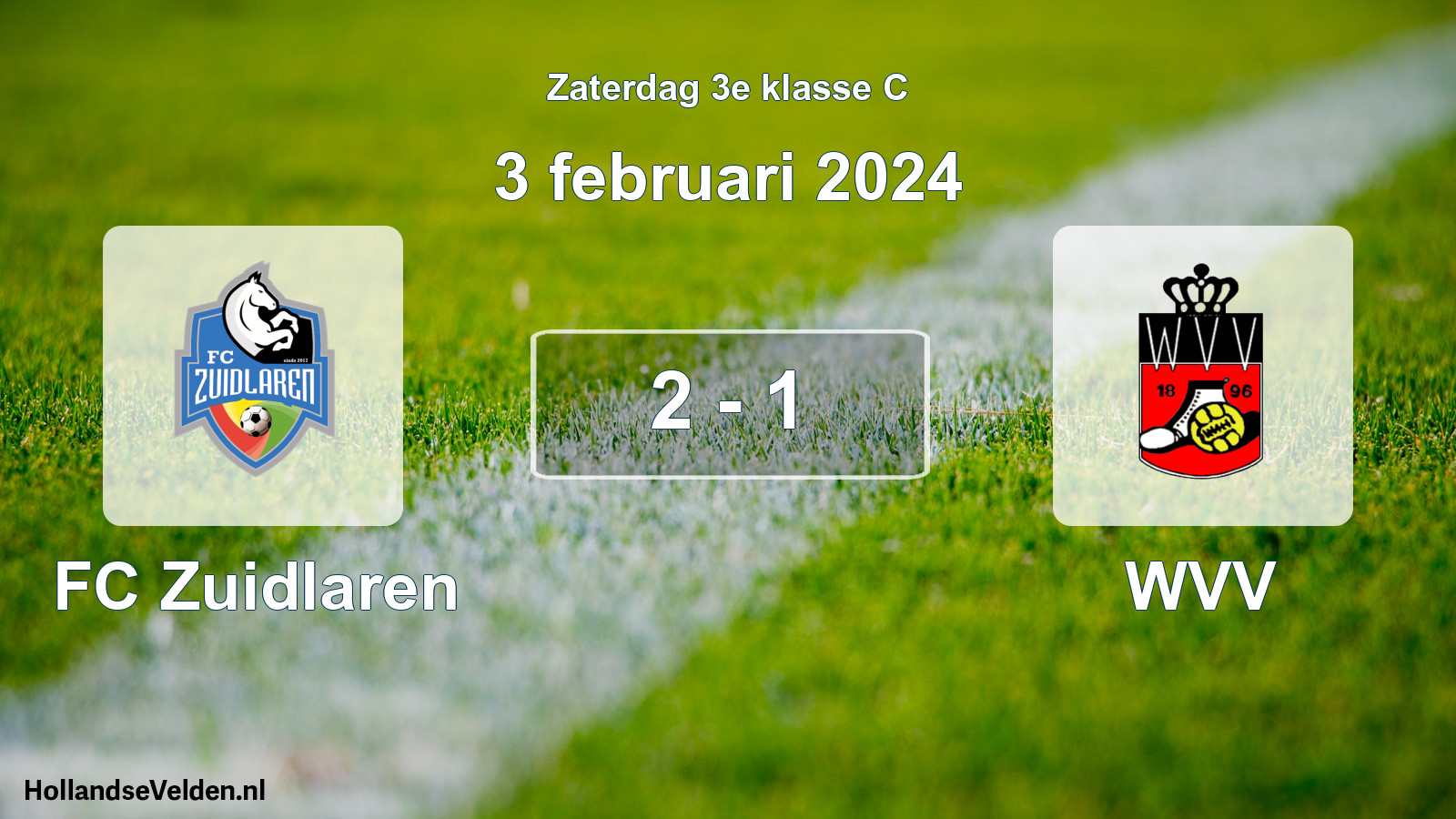 Total number of matches played: FC Zuidlaren - WVV 2 - 1 (3 February 2024)
