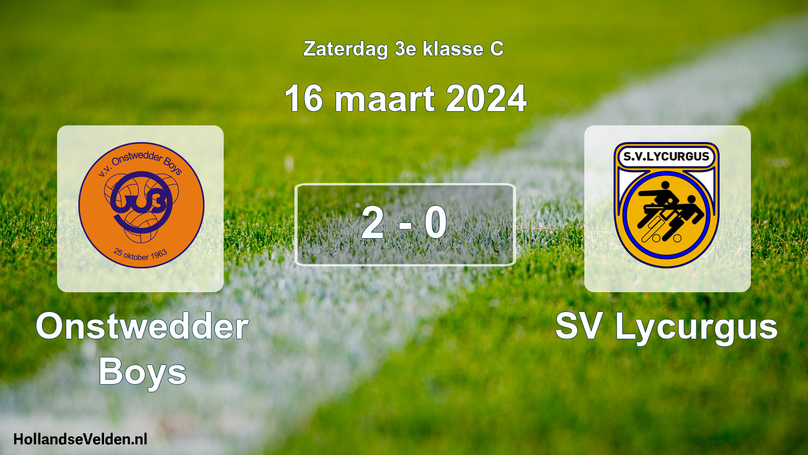 Total number of matches played: Onstwedder Boys - SV Lycurgus 2 - 0 (16 March 2024)
