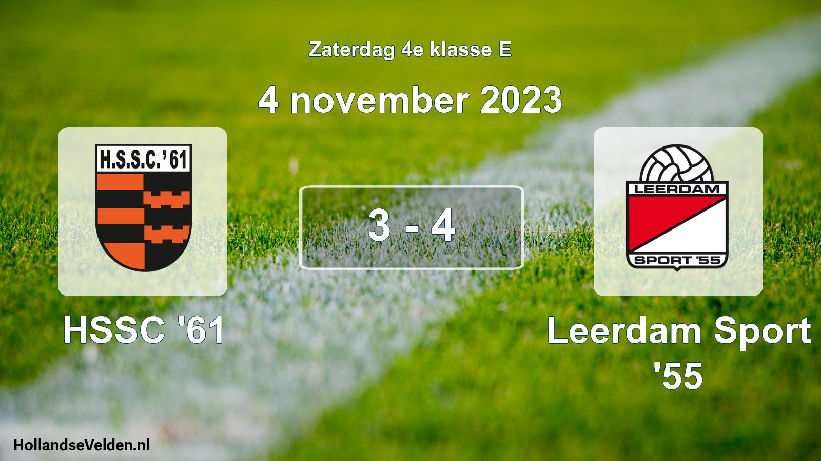 Total number of matches played: HSSC '61 - Leerdam Sport '55 3 - 4 (4 November 2023)
