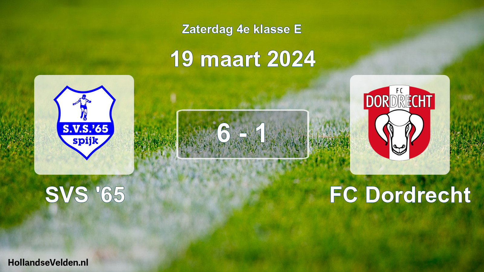 Total number of matches played: SVS '65 - FC Dordrecht 6 - 1 (19 March 2024)