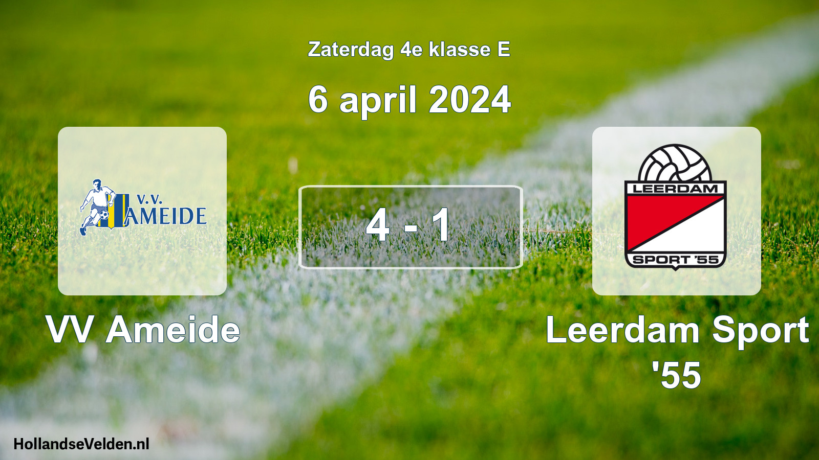 Total number of matches played: VV Ameide - Leerdam Sport '55 4 - 1 (6 April 2024)