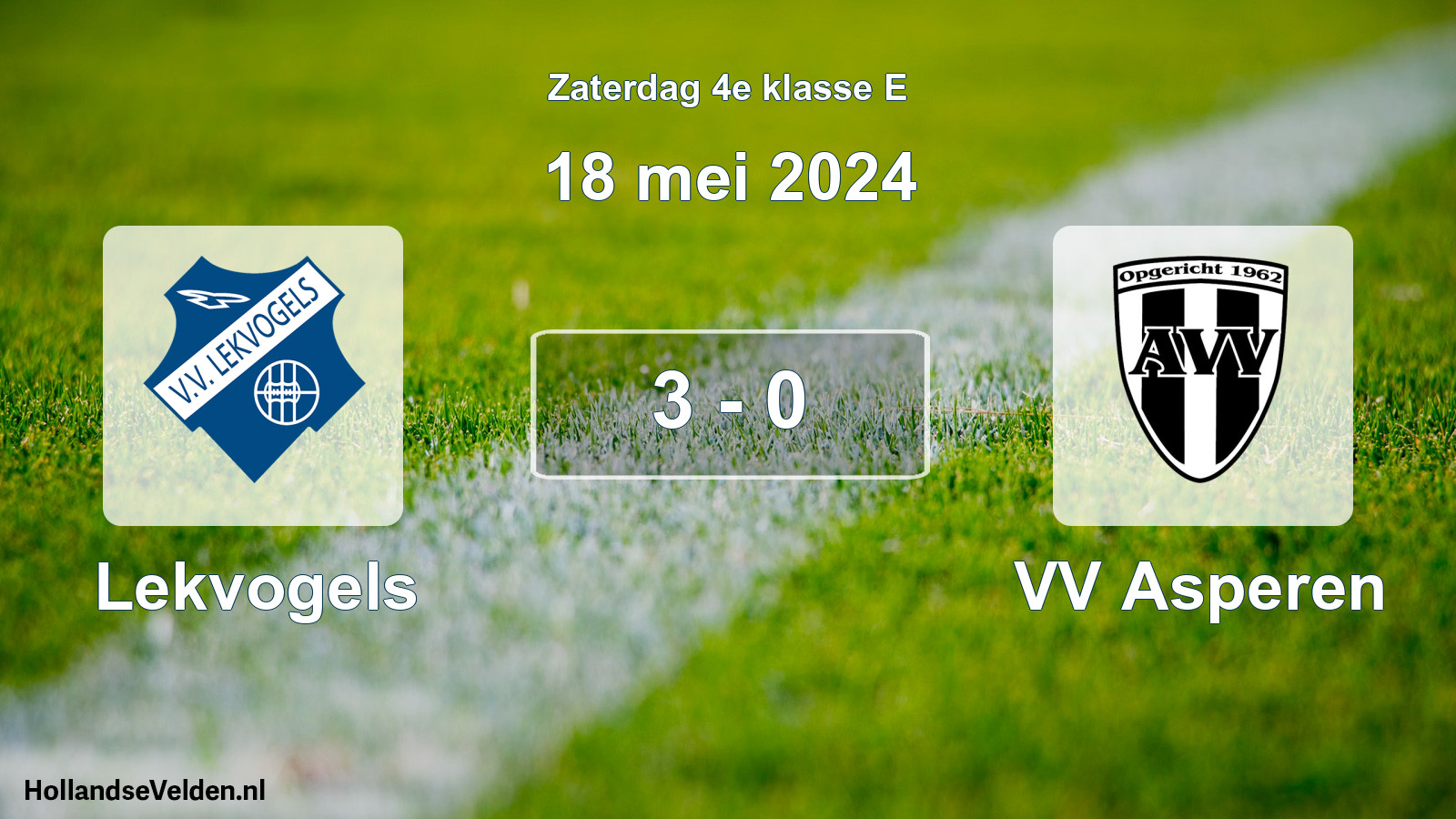 Total number of matches played: Lekvogels - VV Asperen 3 - 0 (18 May 2024)