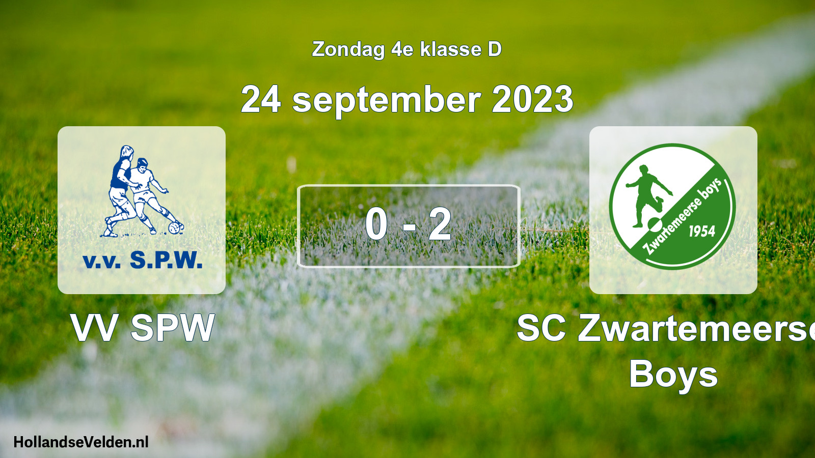 Total number of matches played: VV SPW - SC Zwartemeerse Boys 0 - 2 (24 September 2023)