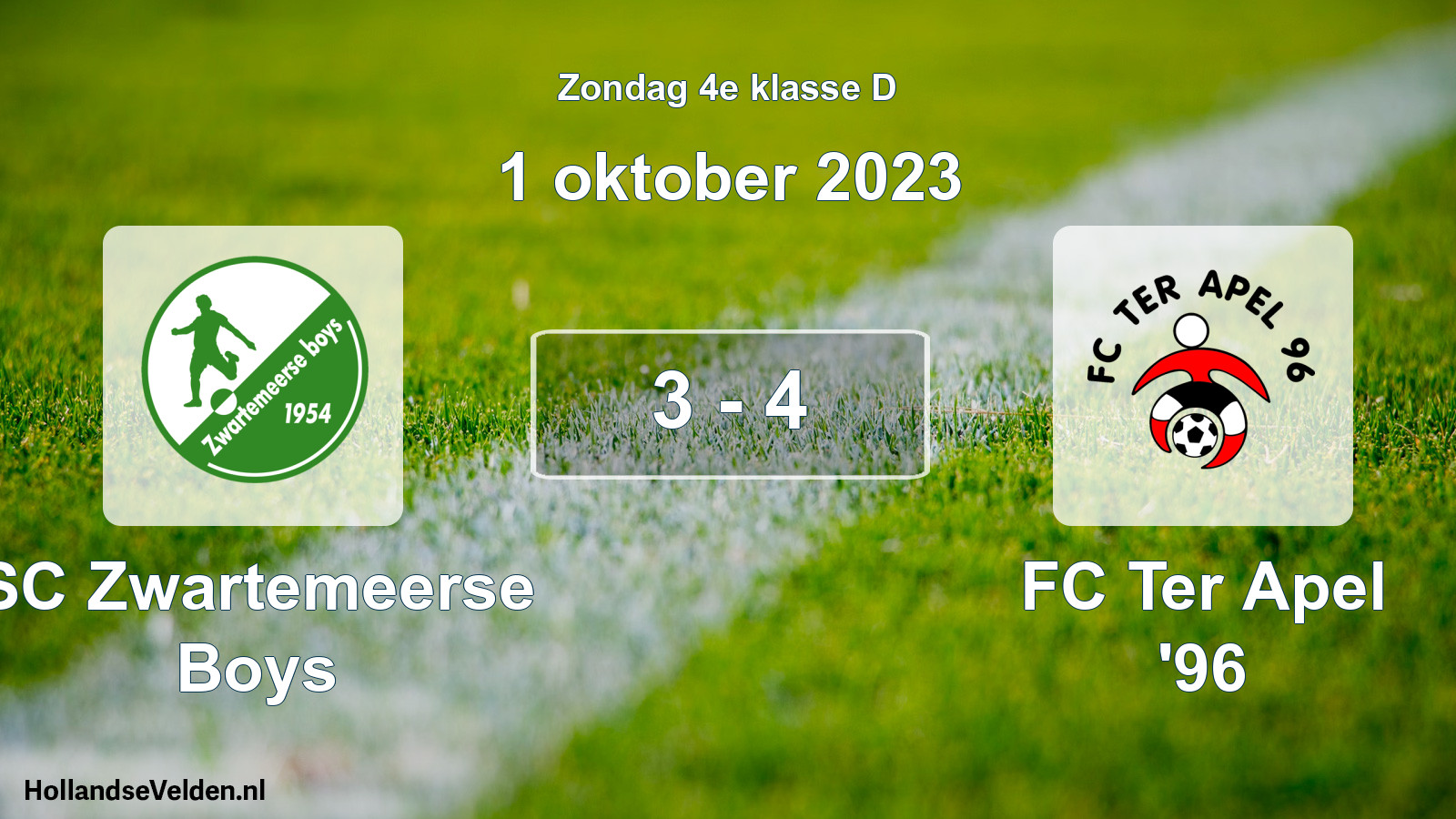 Total number of matches played: SC Zwartemeerse Boys - FC Ter Apel '96 3 - 4 (1 October 2023)