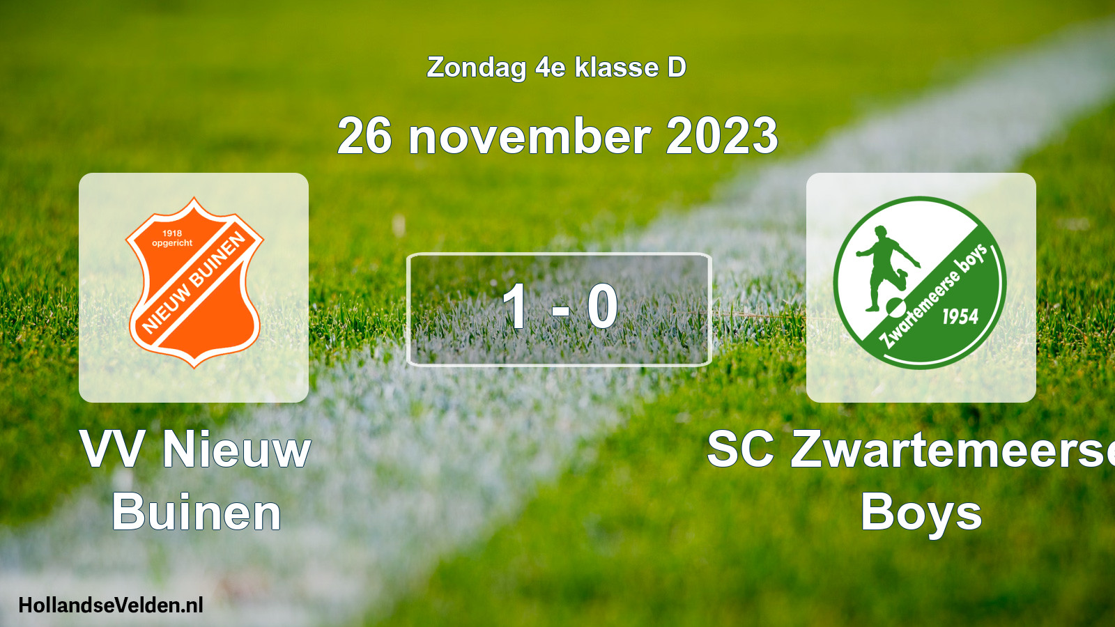 Total number of matches played: VV Nieuw Buinen - SC Zwartemeerse Boys 1 - 0 (26 November 2023)