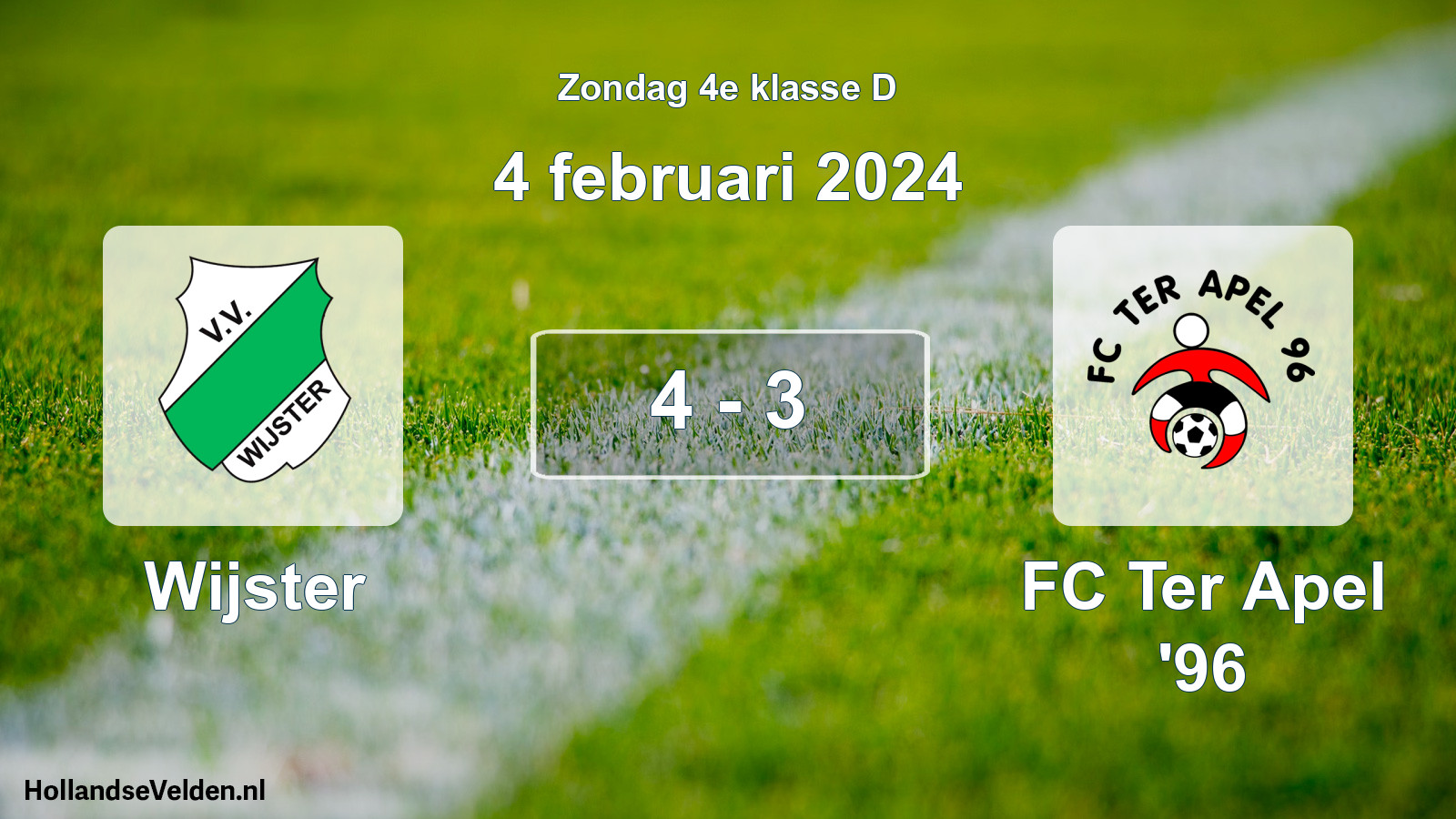 Total number of matches played: Wijster - FC Ter Apel '96 4 - 3 (4 February 2024)