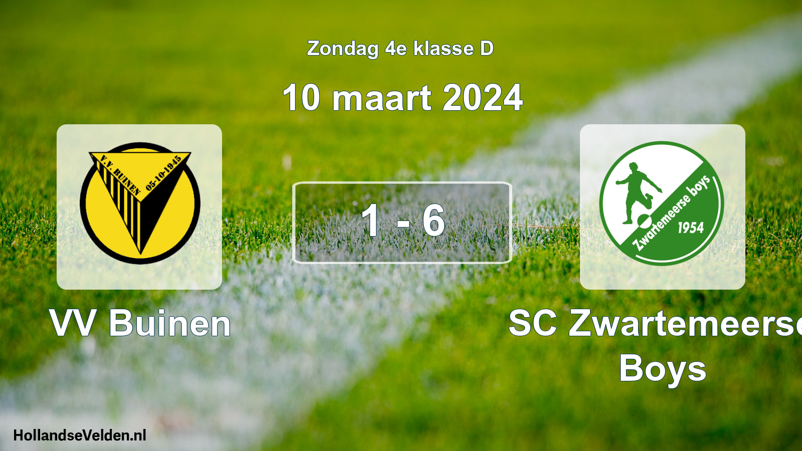 Total number of matches played: VV Buinen - SC Zwartemeerse Boys 1 - 6 (10 March 2024)