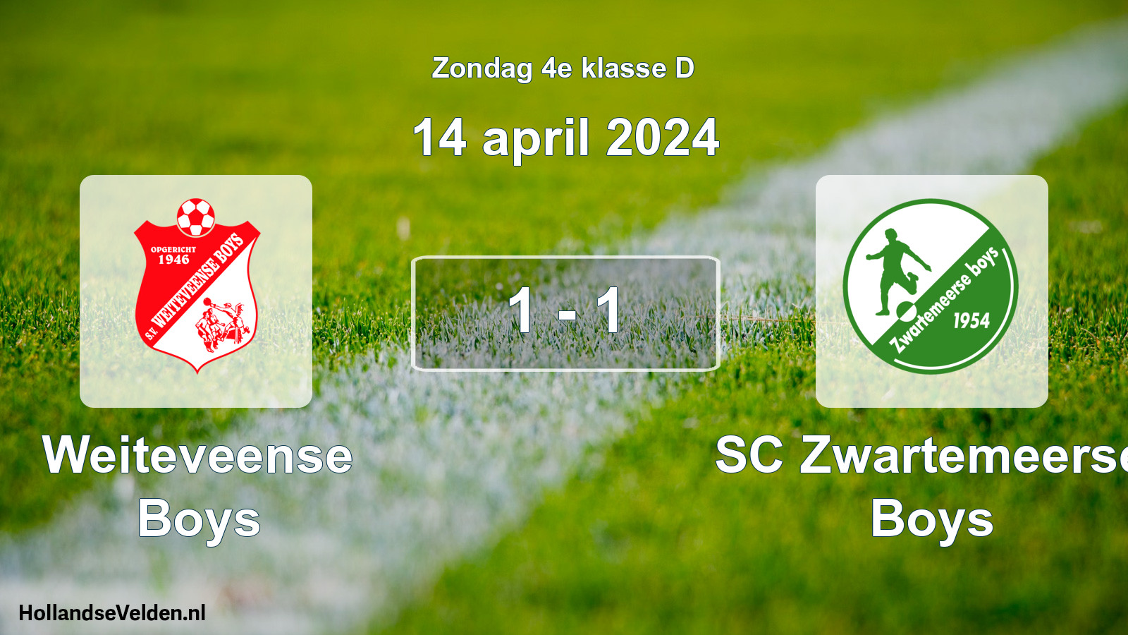 Total number of matches played: Weiteveense Boys - SC Zwartemeerse Boys 1 - 1 (14 April 2024)