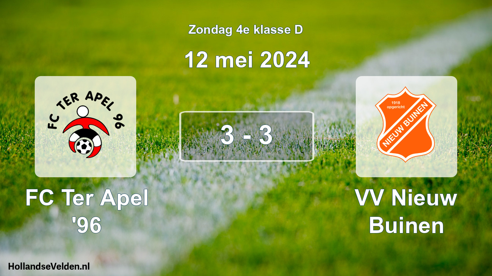 Total number of matches played: FC Ter Apel '96 - VV Nieuw Buinen 3 - 3 (12 May 2024)