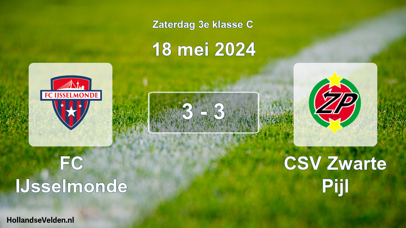 Total number of matches played: FC IJsselmonde - CSV Zwarte Pijl 3 - 3 (18 May 2024)