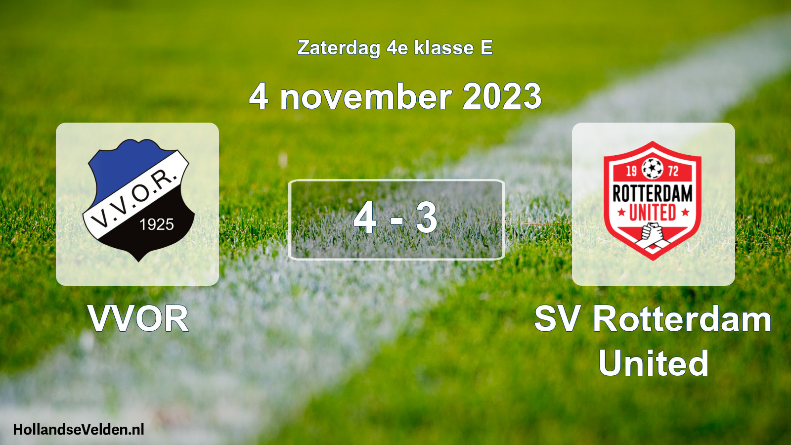 Total number of matches played: VVOR - SV Rotterdam United 4 - 3 (4 November 2023)