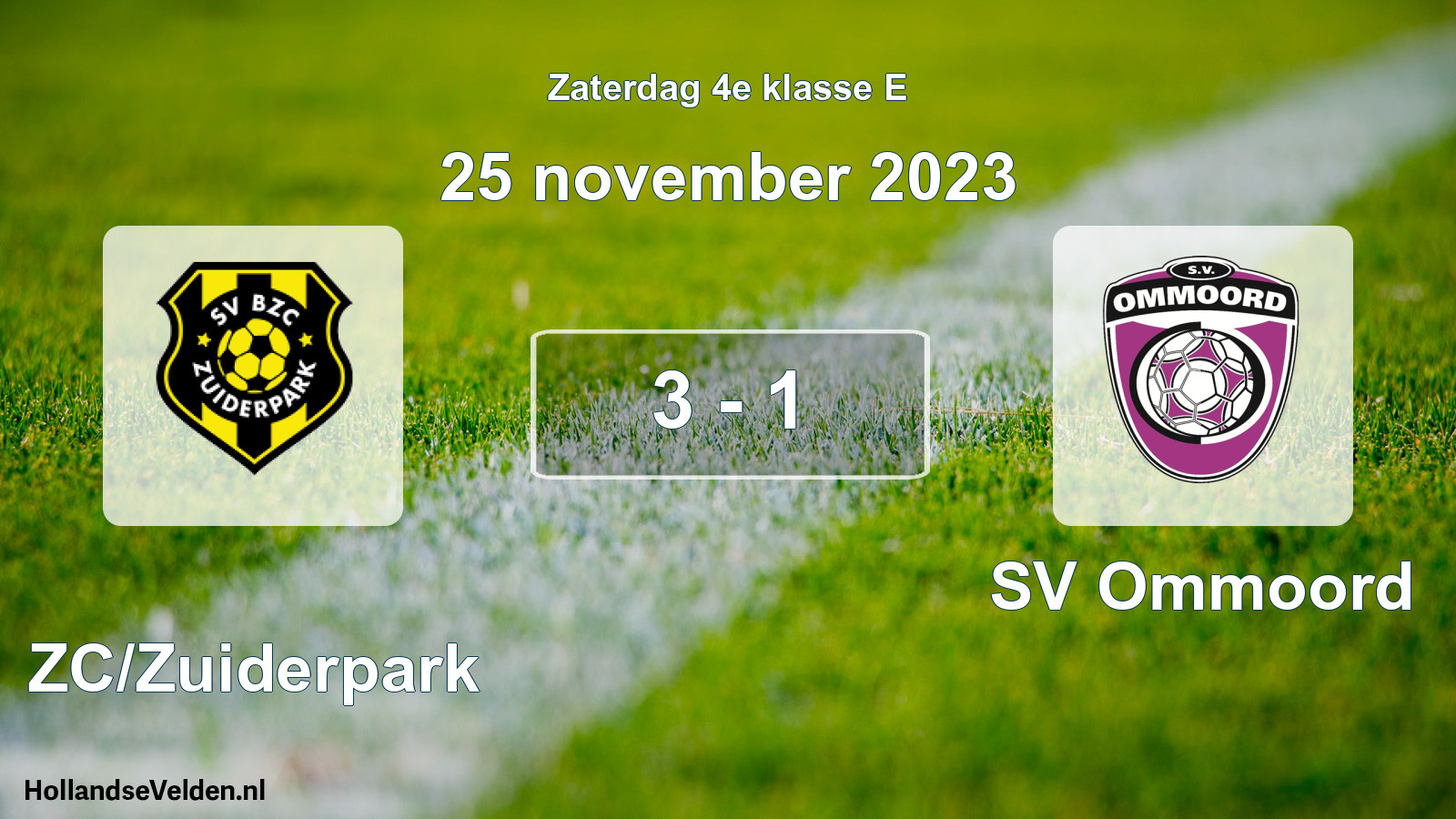 Total number of matches played: BZC/Zuiderpark - SV Ommoord 3 - 1 (25 November 2023)