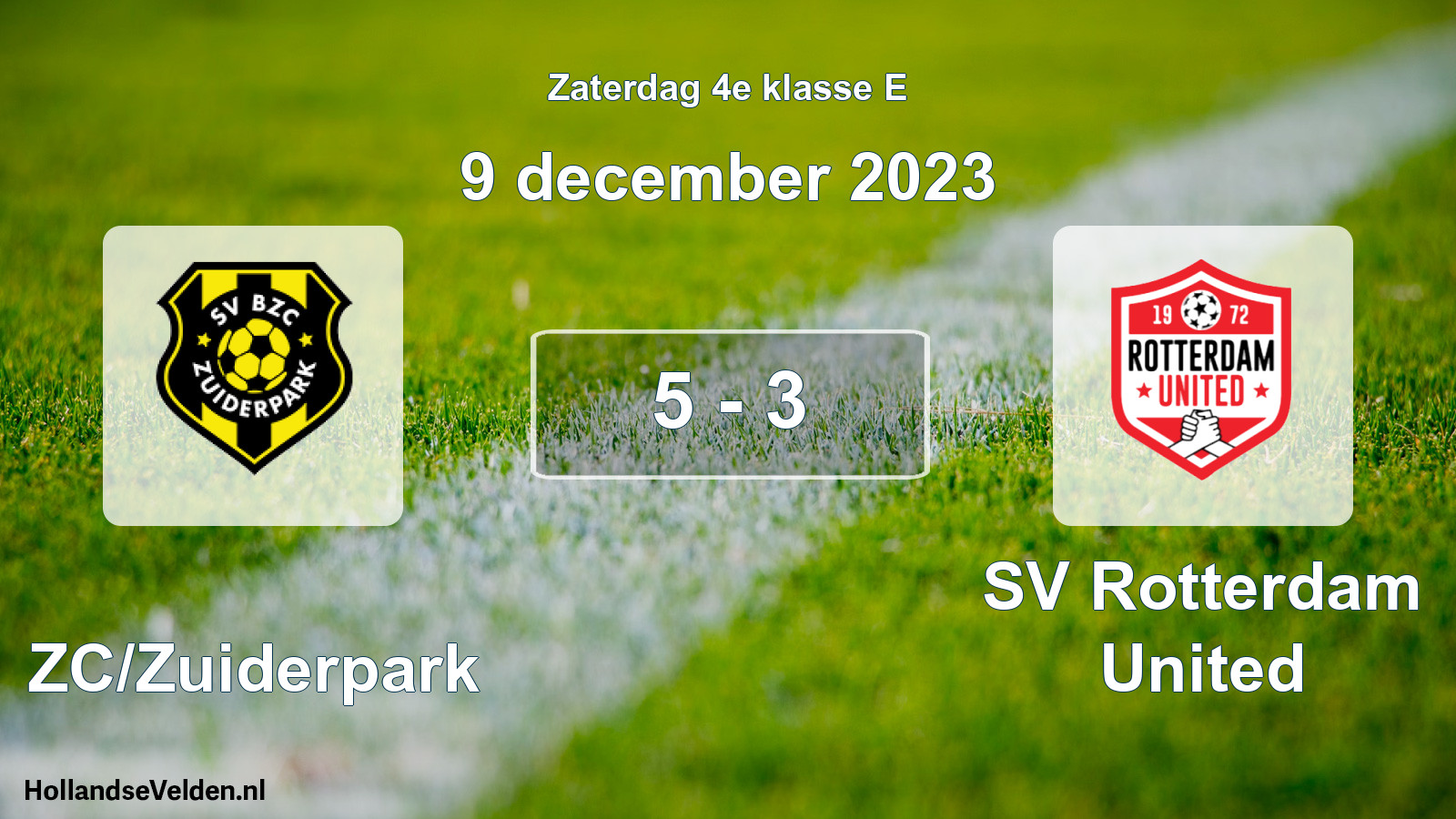 Total number of matches played: BZC/Zuiderpark - SV Rotterdam United 5 - 3 (9 December 2023)