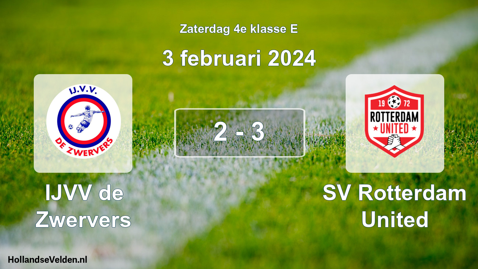 Total number of matches played: IJVV de Zwervers - SV Rotterdam United 2 - 3 (3 February 2024)