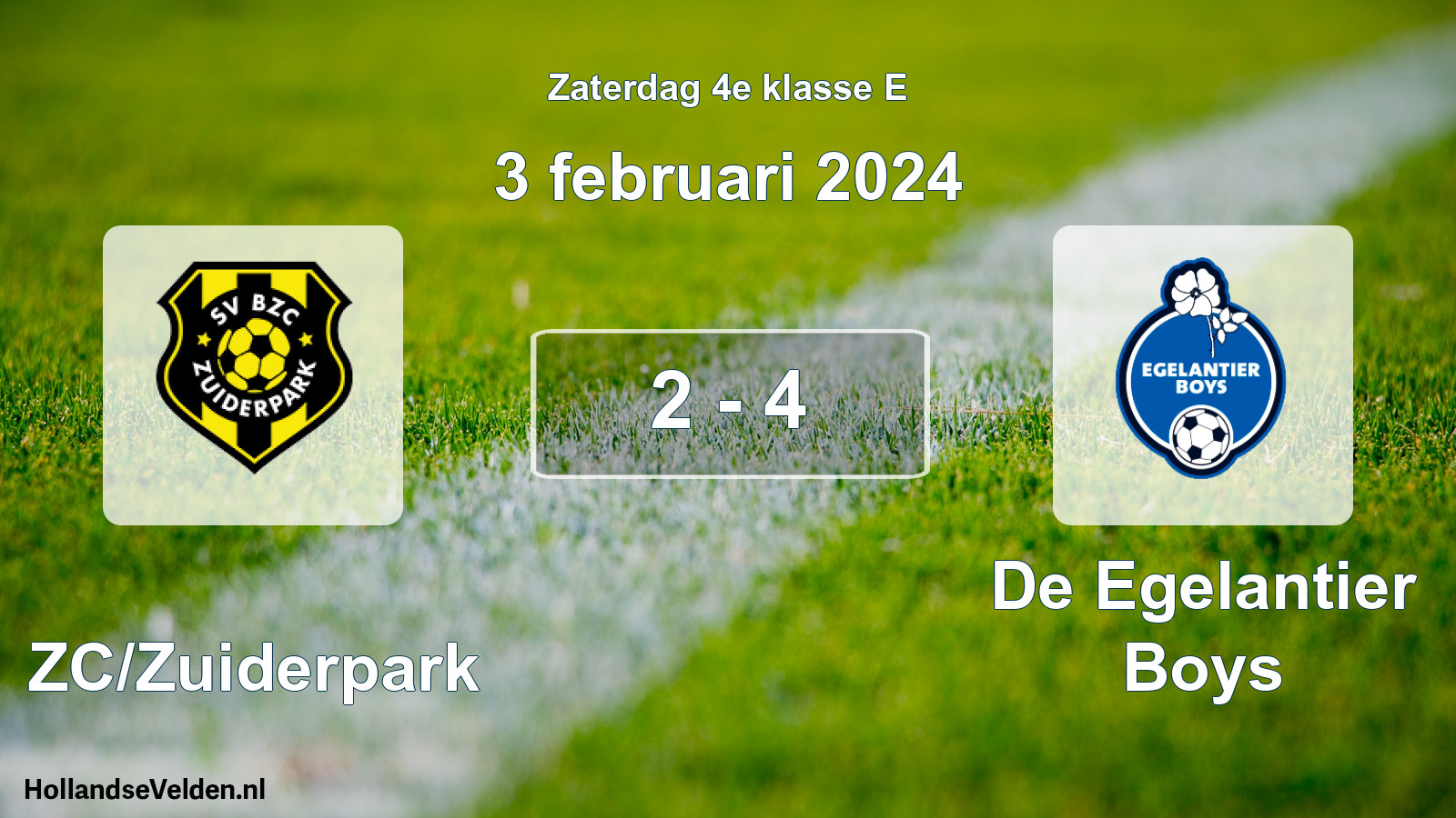 Total number of matches played: BZC/Zuiderpark - De Egelantier Boys 2 - 4 (3 February 2024)