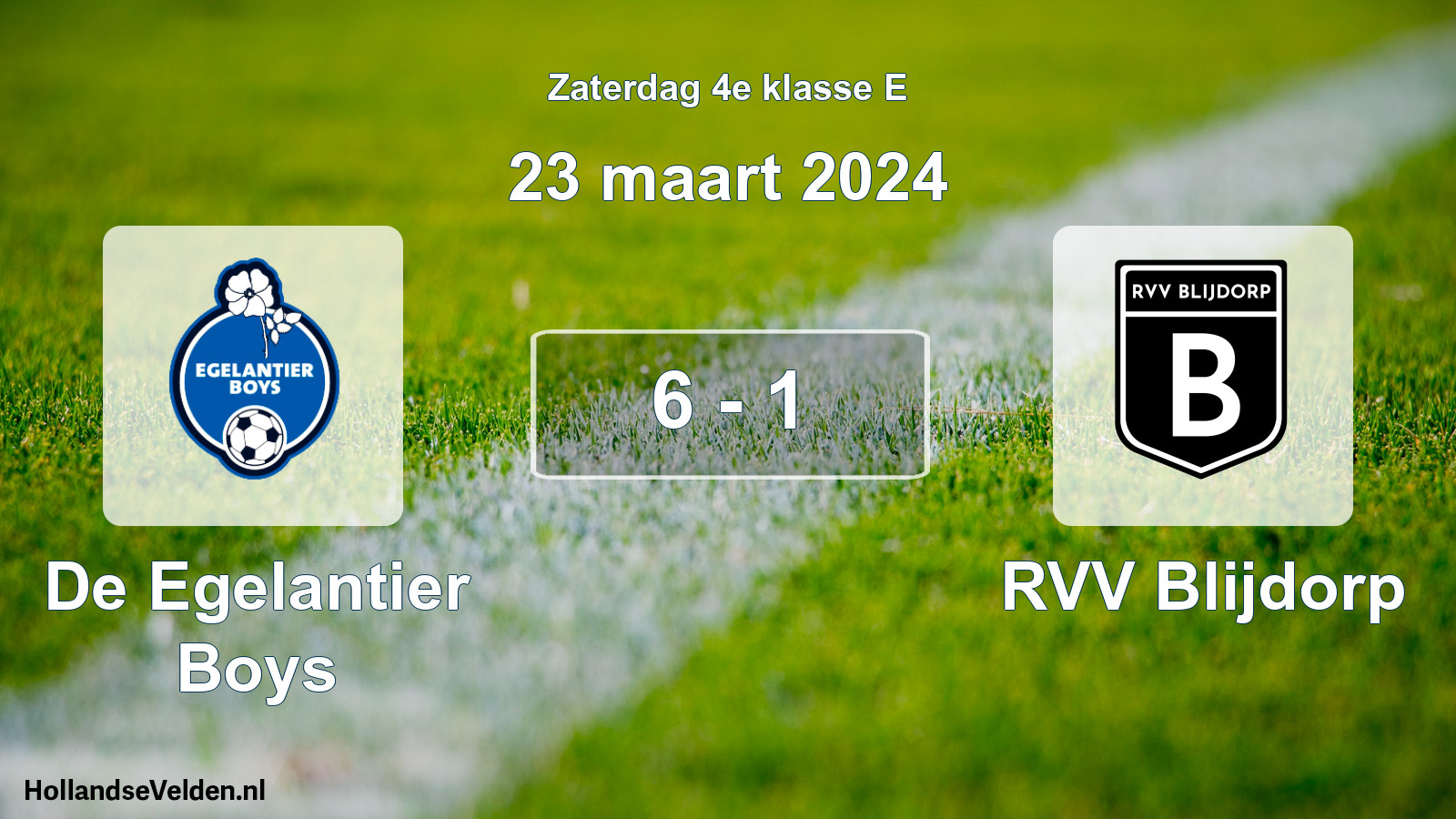Total number of matches played: De Egelantier Boys - RVV Blijdorp 6 - 1 (23 March 2024)