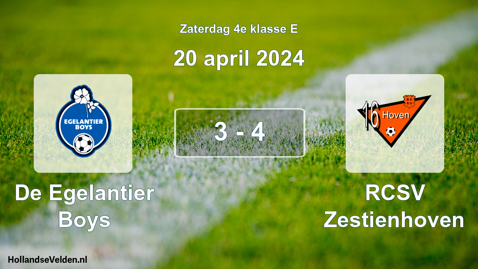Total number of matches played: De Egelantier Boys - RCSV Zestienhoven 3 - 4 (20 April 2024)