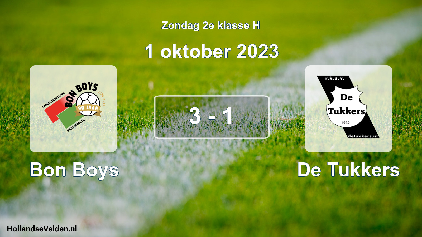 Total number of matches played: Bon Boys - De Tukkers 3 - 1 (1 October 2023)