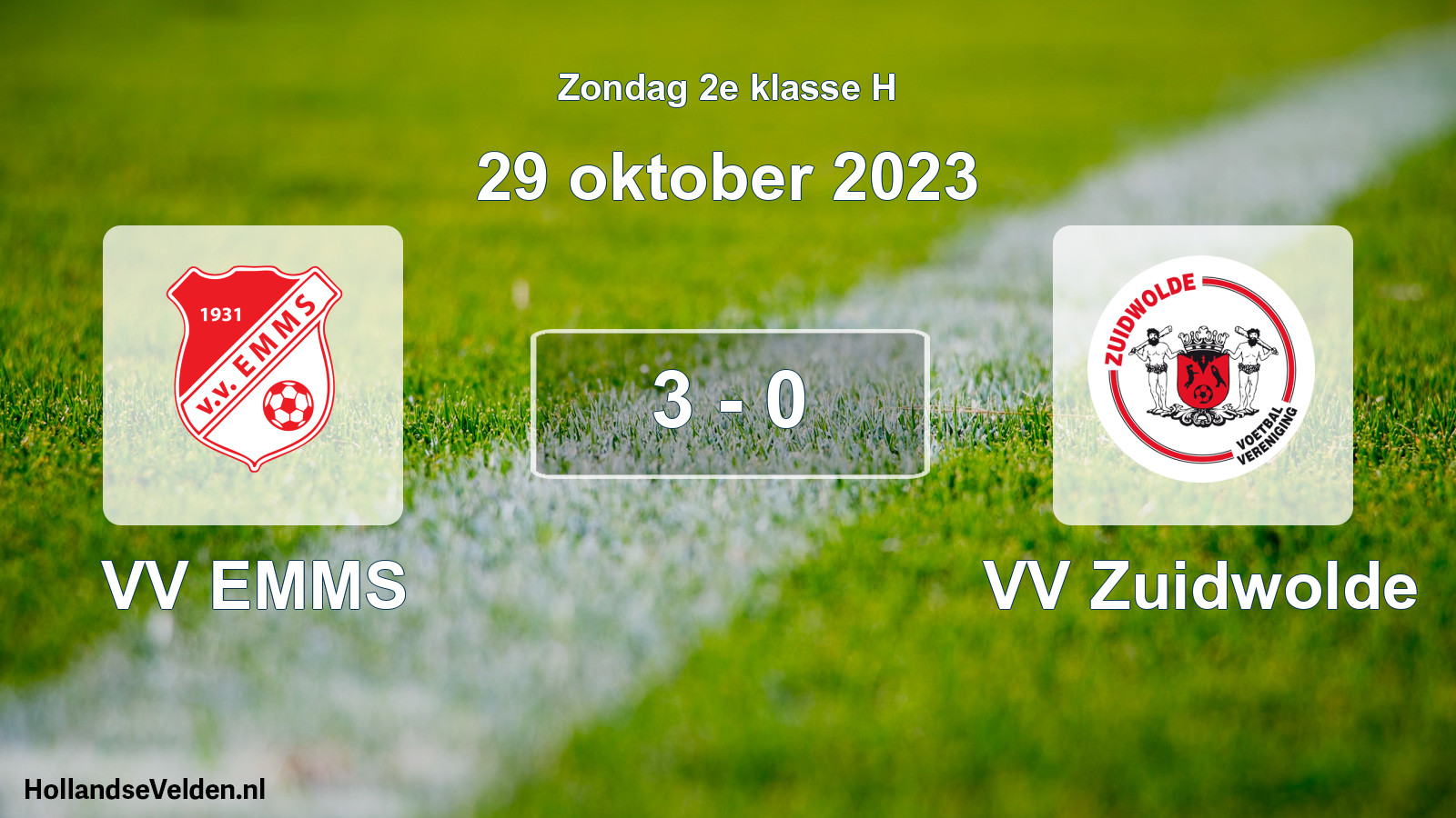 Total number of matches played: VV EMMS - VV Zuidwolde 3 - 0 (29 October 2023)
