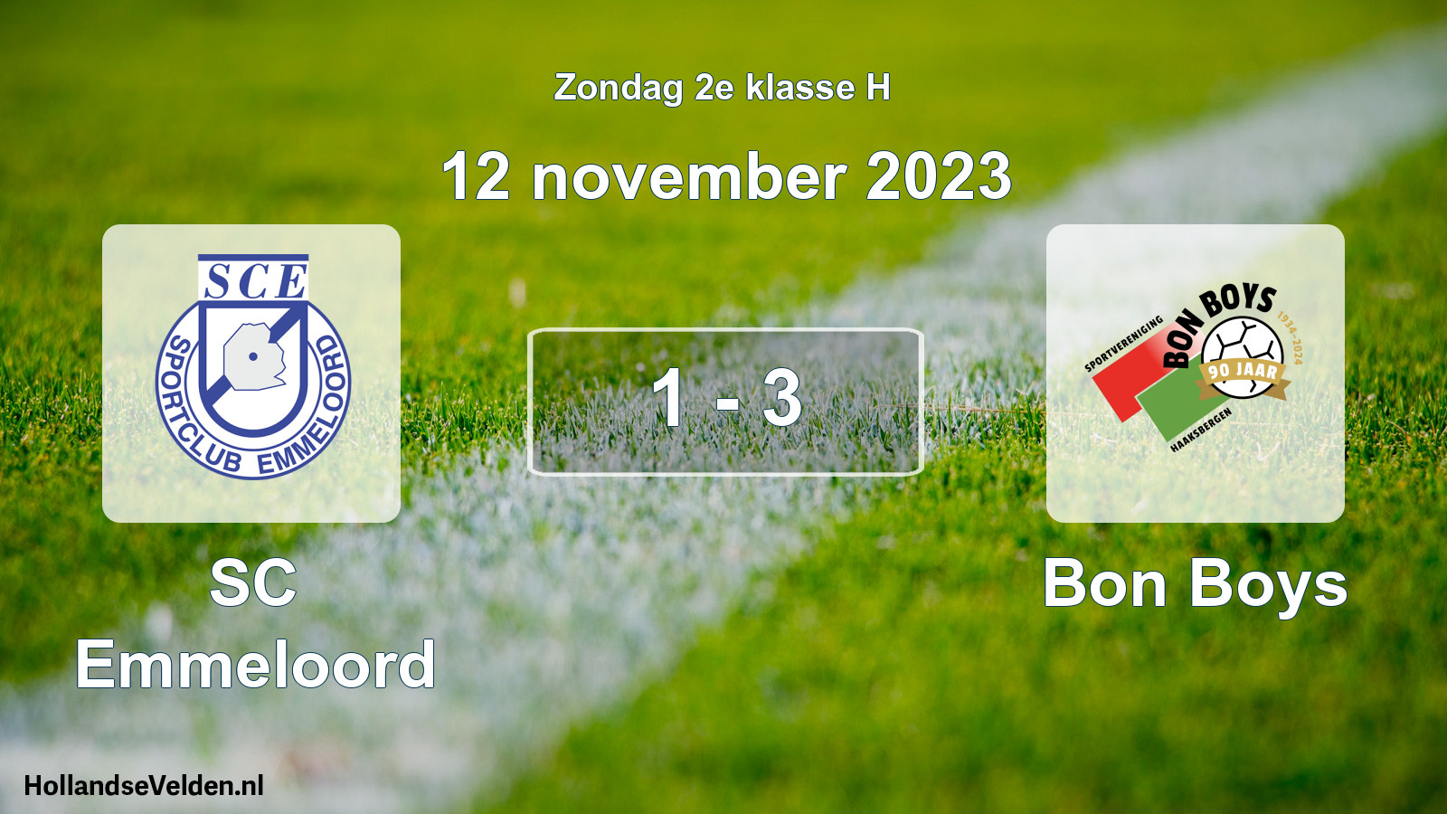 Total number of matches played: SC Emmeloord - Bon Boys 1 - 3 (12 November 2023)