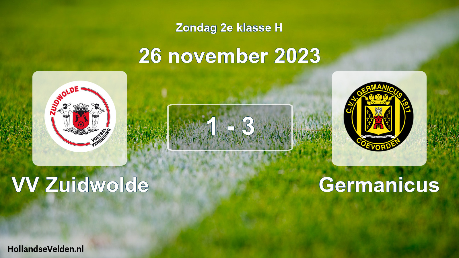 Total number of matches played: VV Zuidwolde - Germanicus 1 - 3 (26 November 2023)