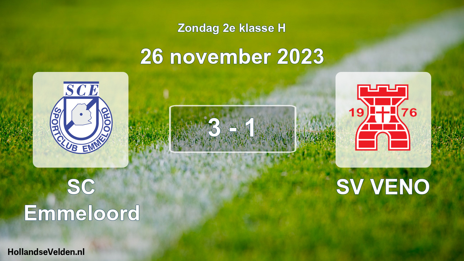 Total number of matches played: SC Emmeloord - SV VENO 3 - 1 (26 November 2023)