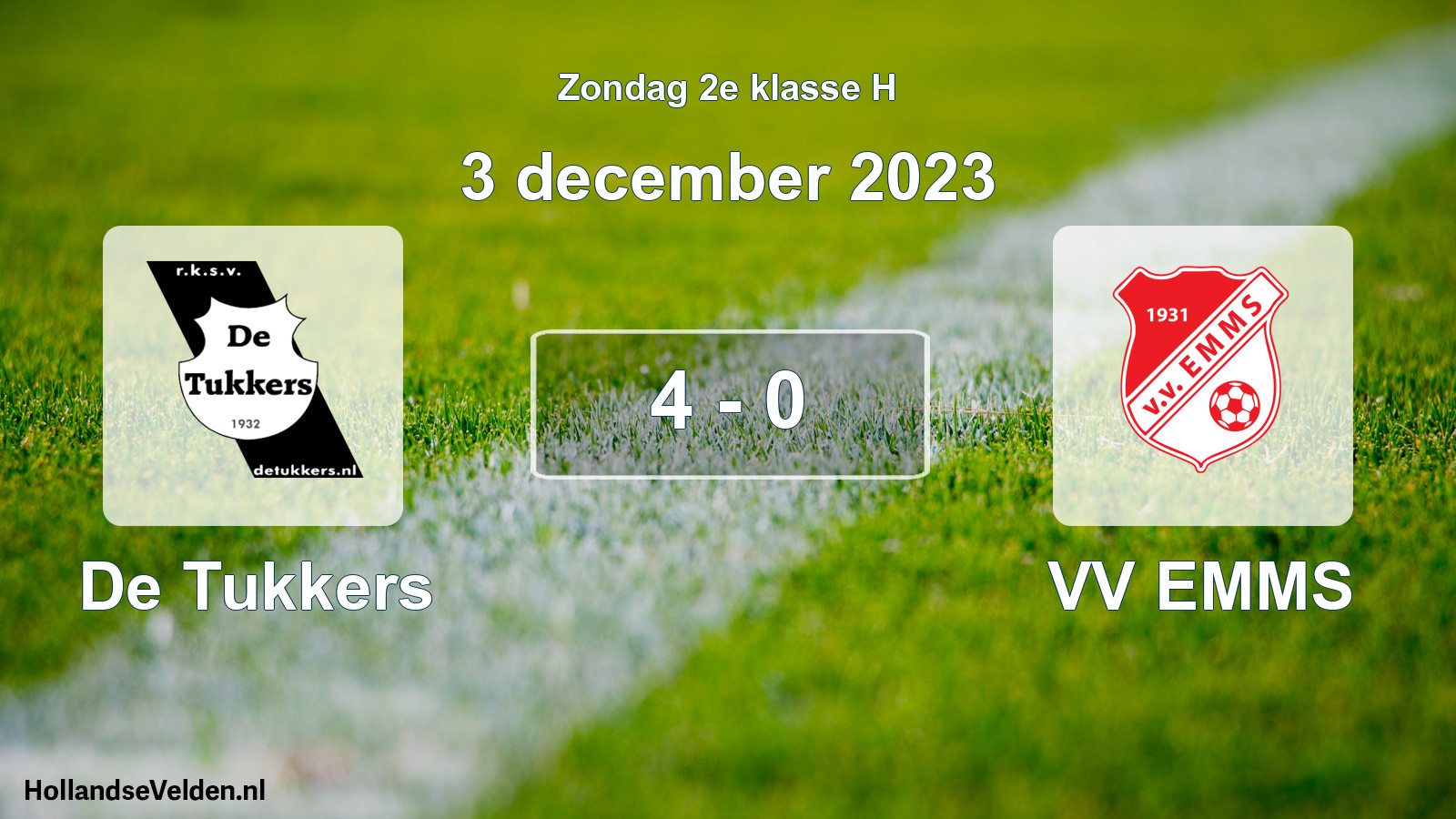 Total number of matches played: De Tukkers - VV EMMS 4 - 0 (3 December 2023)