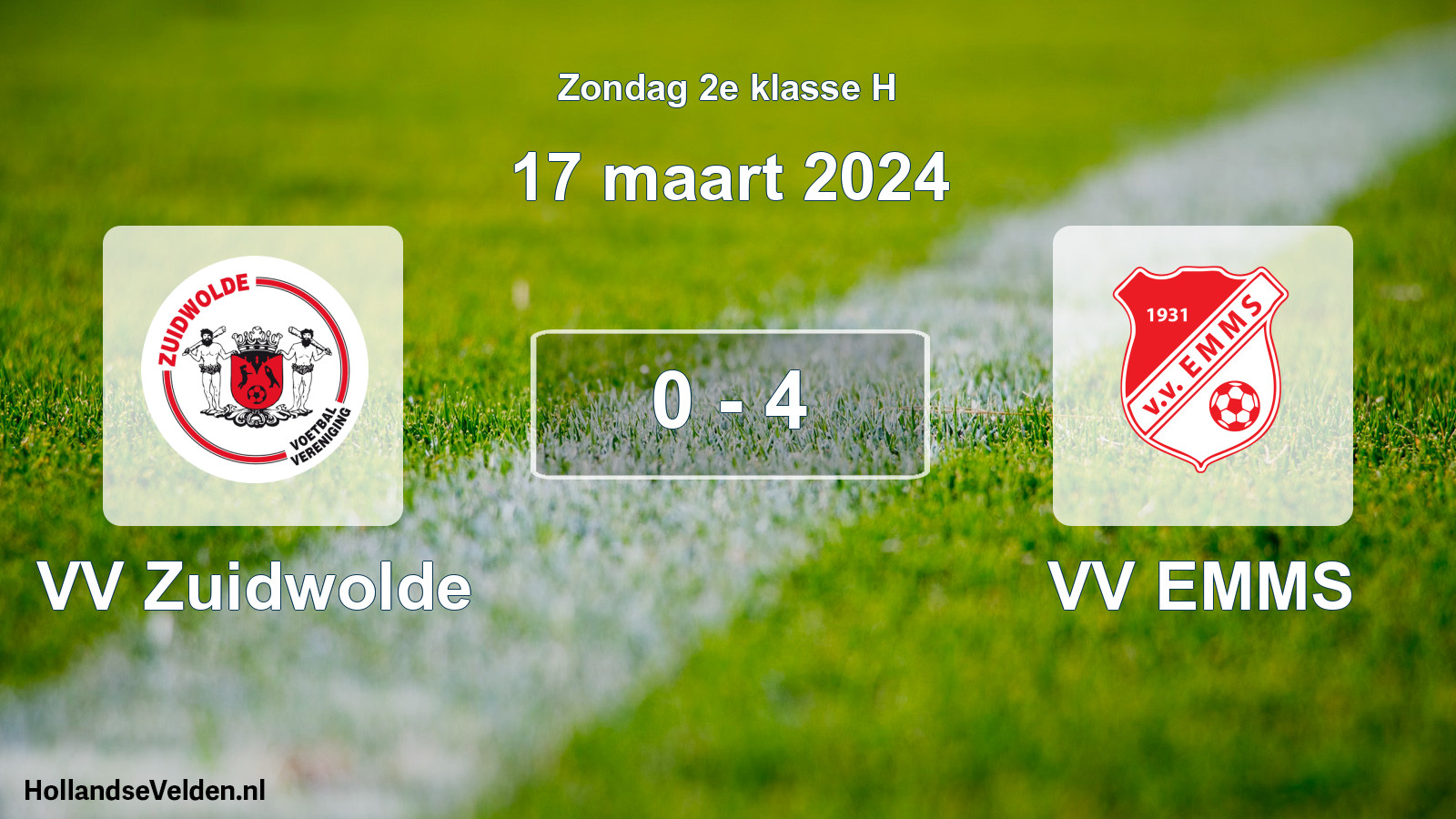 Total number of matches played: VV Zuidwolde - VV EMMS 0 - 4 (17 March 2024)