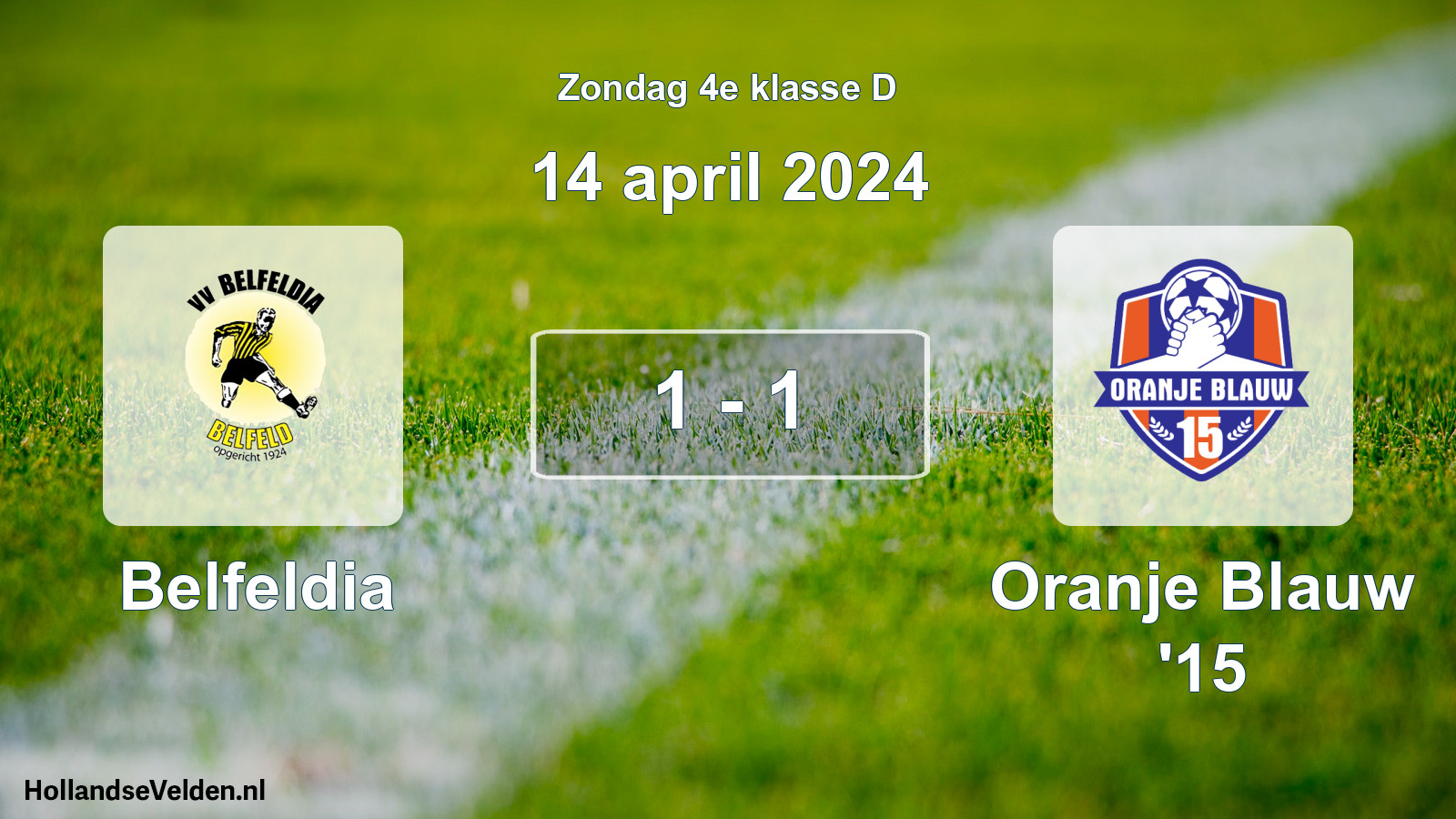Total number of matches played: Belfeldia - Oranje Blauw '15 1 - 1 (14 April 2024)