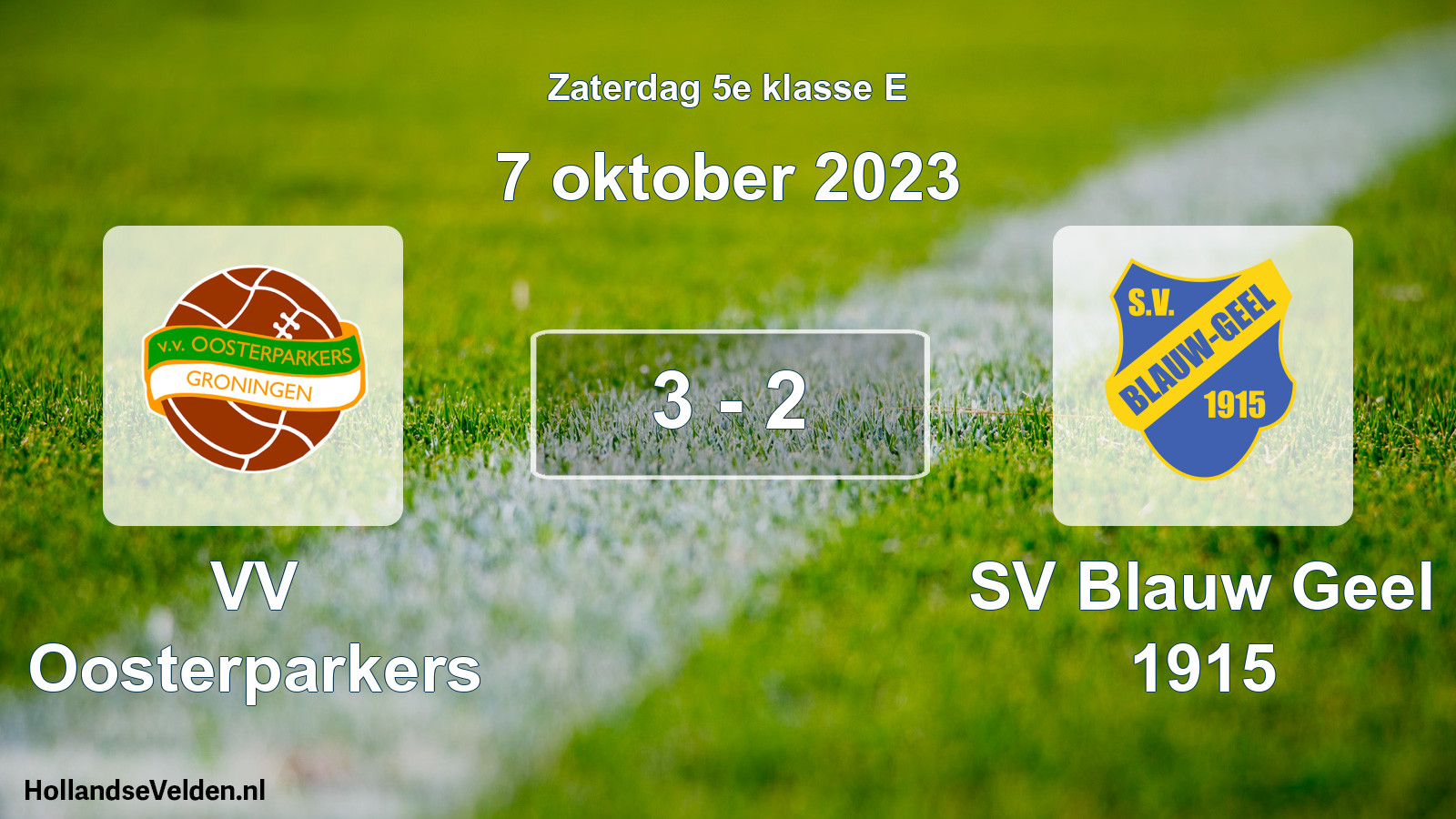 Total number of matches played: VV Oosterparkers - SV Blauw Geel 1915 3 - 2 (7 October 2023)