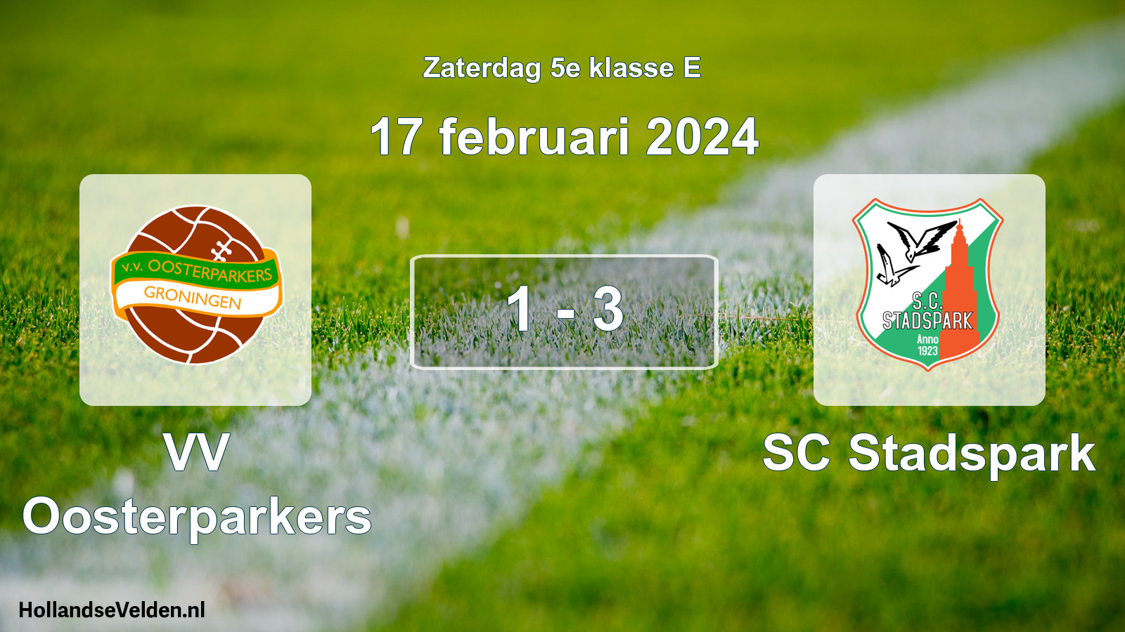 Total number of matches played: VV Oosterparkers - SC Stadspark 1 - 3 (17 February 2024)