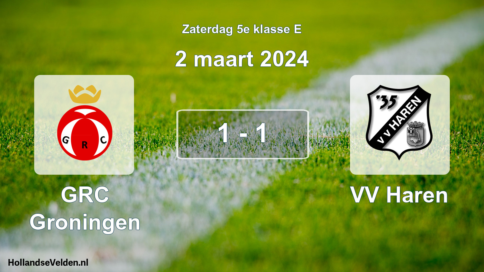 Total number of matches played: GRC Groningen - VV Haren 1 - 1 (2 March 2024)