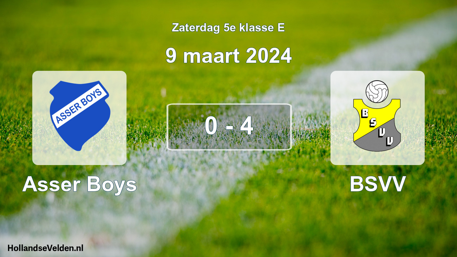 Total number of matches played: Asser Boys - BSVV 0 - 4 (9 March 2024)