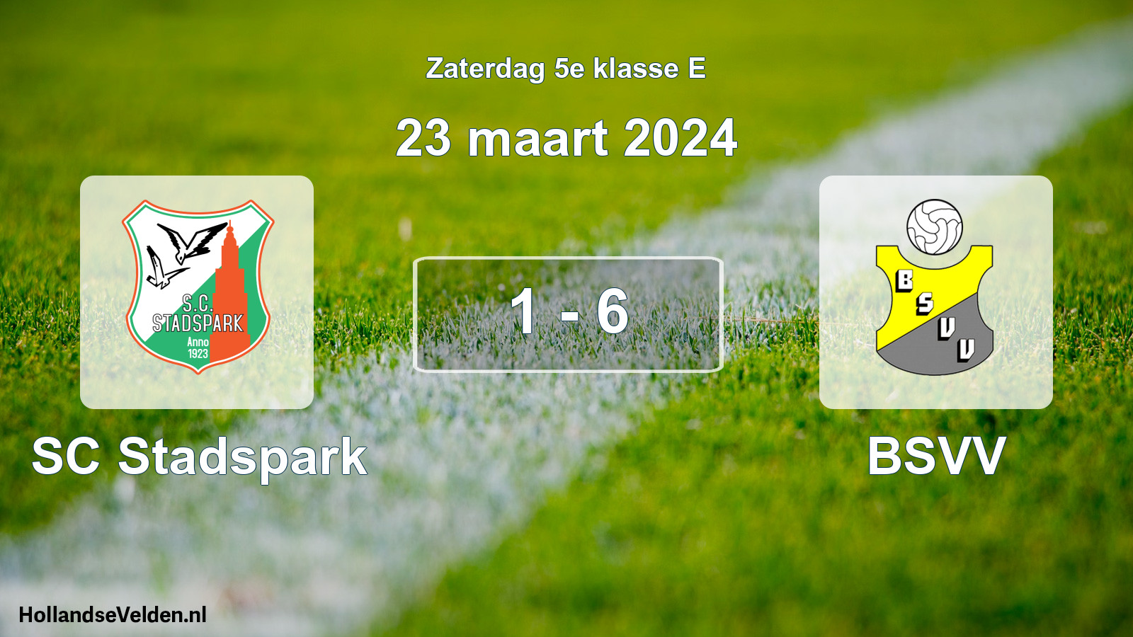 Total number of matches played: SC Stadspark - BSVV 1 - 6 (23 March 2024)
