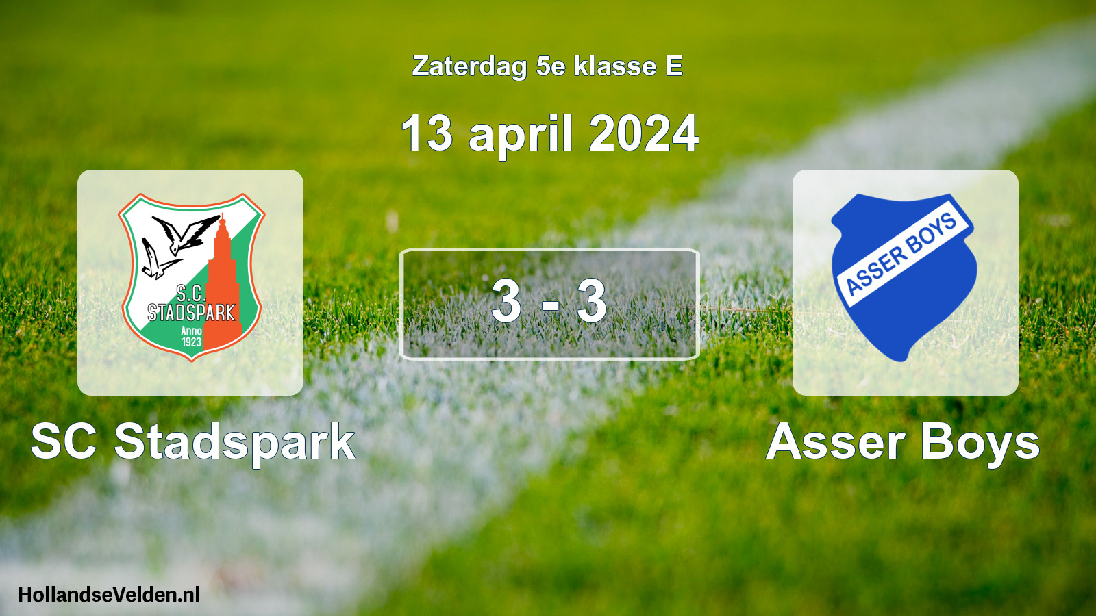 Total number of matches played: SC Stadspark - Asser Boys 3 - 3 (13 April 2024)