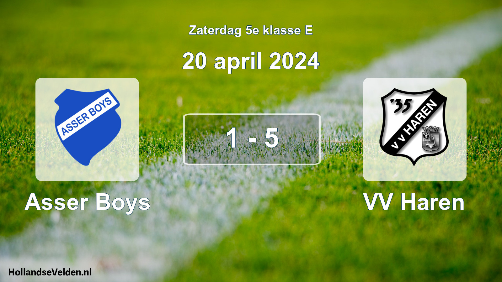 Total number of matches played: Asser Boys - VV Haren 1 - 5 (20 April 2024)