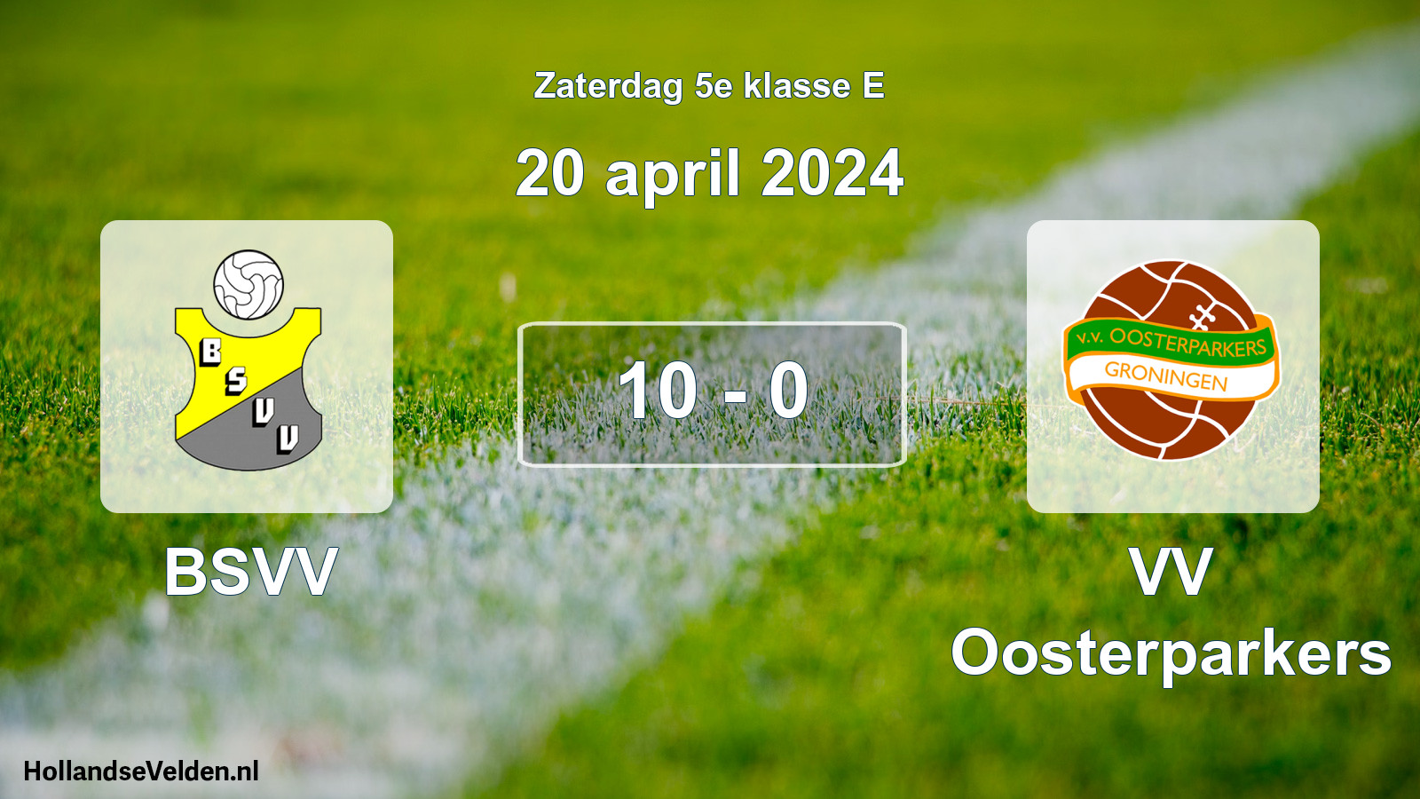 Total number of matches played: BSVV - VV Oosterparkers 10 - 0 (20 April 2024)
