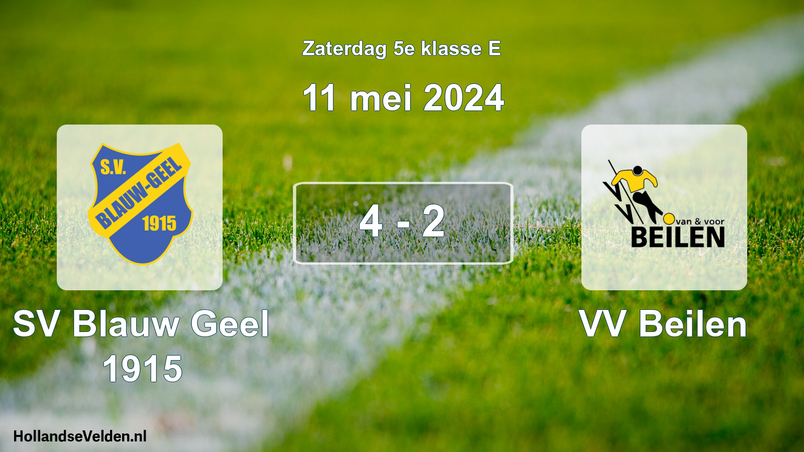 Total number of matches played: SV Blauw Geel 1915 - VV Beilen 4 - 2 (11 May 2024)