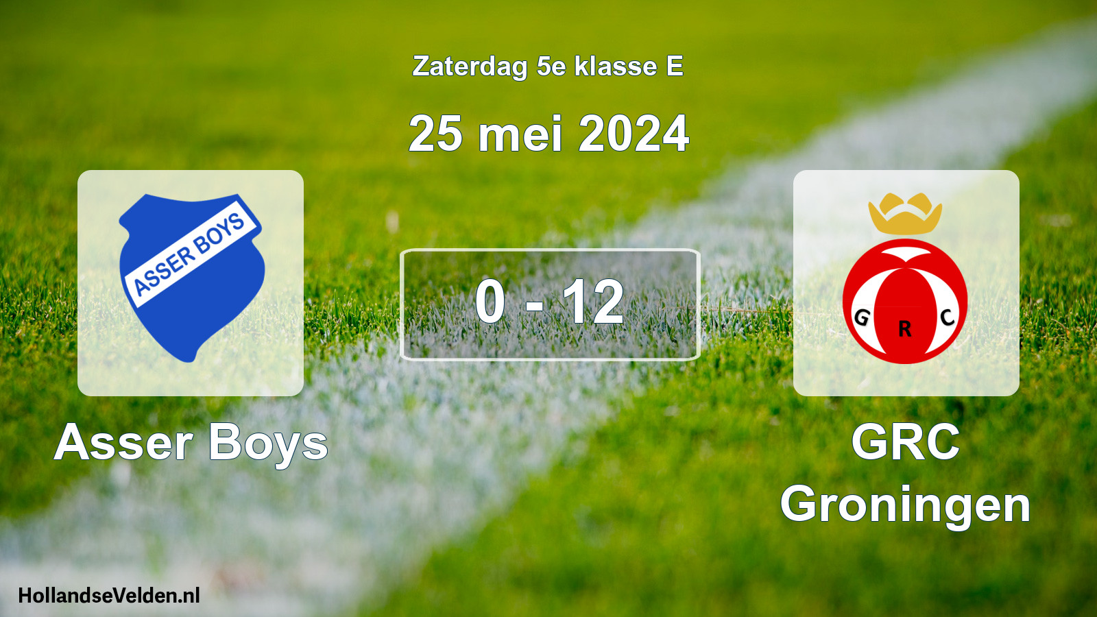 Total number of matches played: Asser Boys - GRC Groningen 0 - 12 (25 May 2024)