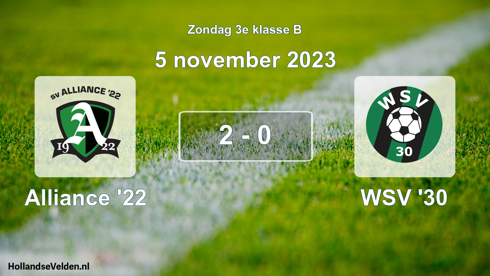 Total number of matches played: Alliance '22 - WSV '30 2 - 0 (5 November 2023)