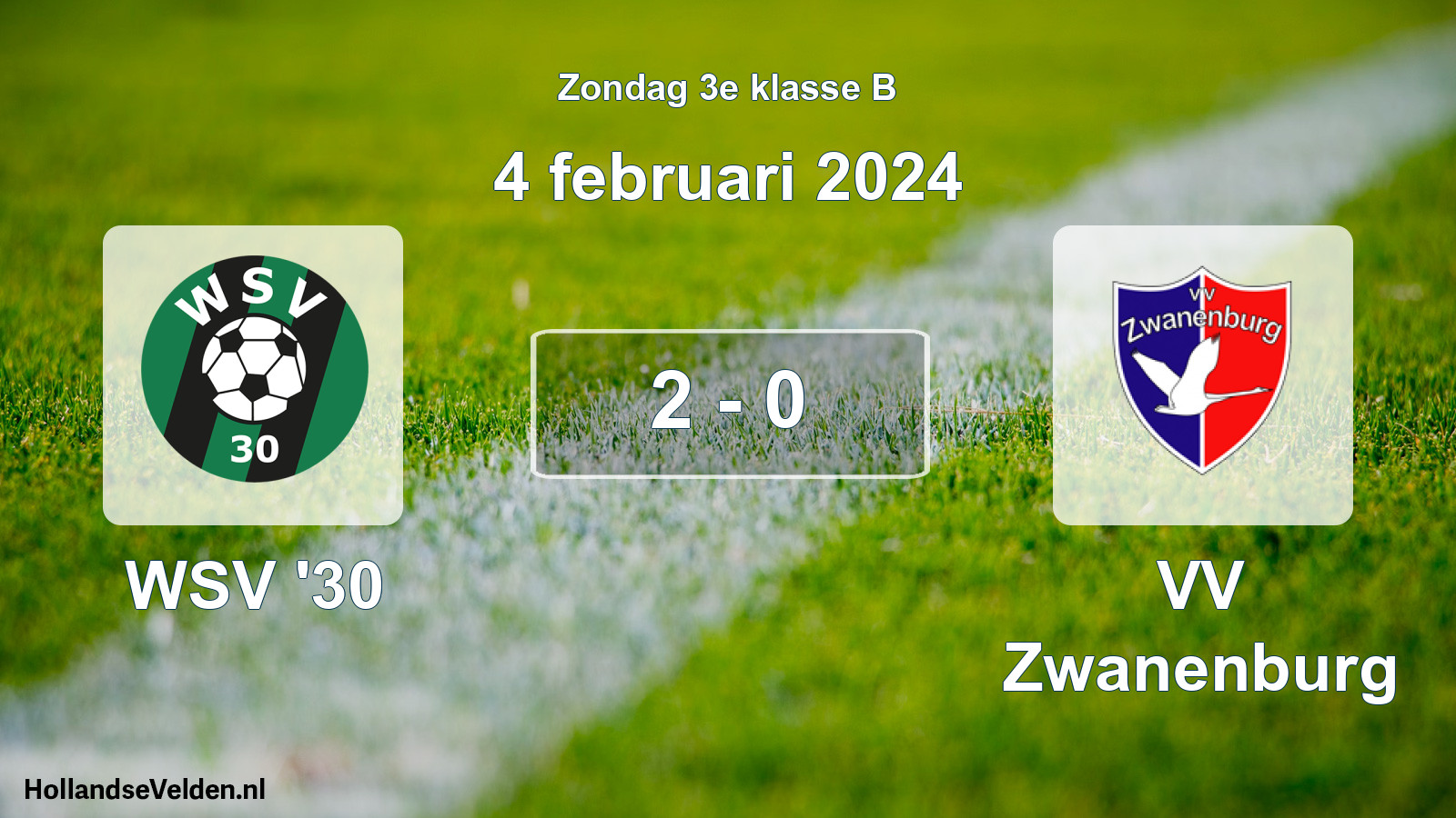 Total number of matches played: WSV '30 - VV Zwanenburg 2 - 0 (4 February 2024)