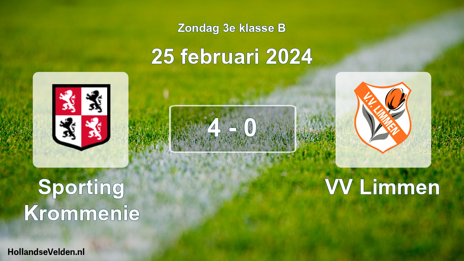 Total number of matches played: Sporting Krommenie - VV Limmen 4 - 0 (25 February 2024)